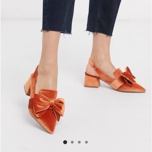 ASOS DESIGN Salsa Slingback mid-heels With bow in Orange Belt